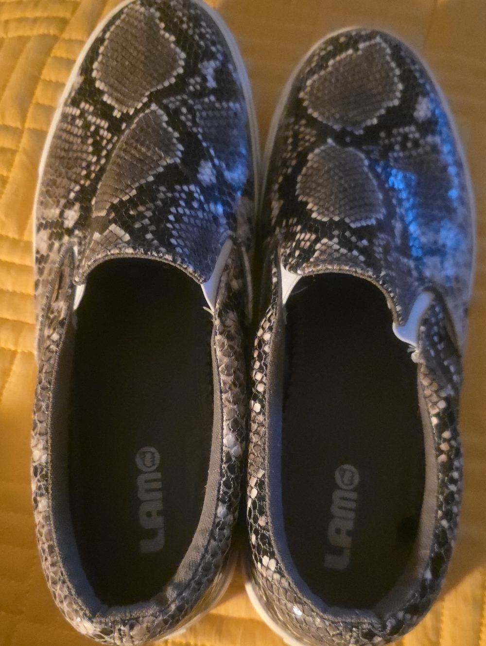Lamo Snake-Print Slip-On Sneakers in Black and Gray